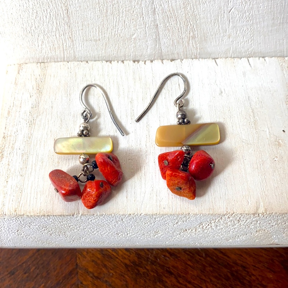 Orange Stone Sterling Silver Earrings